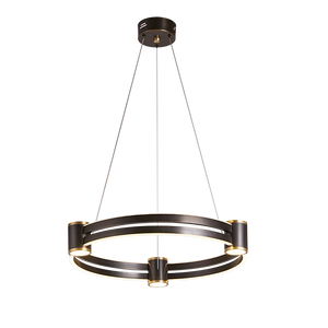 Copper New Design Living Room Led Ring Acrylic Lamp Round Hanging Chandelier Modern Hotel Circle Line Pendant <b>Light</b> - Product Image 2