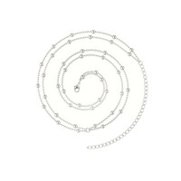 Bijoux de corps en acier inoxydable plaqué or chaîne de taille en perles de riz chaîne de corps pour femmes sexy à la mode réglable à double couche