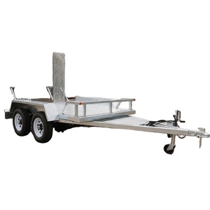 Remorque utilitaire en aluminium avec rampe et panneau latéral en maille pour transport lourd - Product Image 1