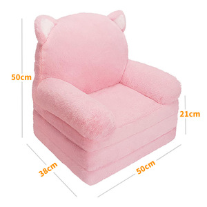 Canapé pliant mignon de dessin animé pour enfants, chaise en peluche avec oreilles de chat, tissu doux, éponge en mousse à haute élasticité pour les tout-petits, filles, lecture - Product Image 4