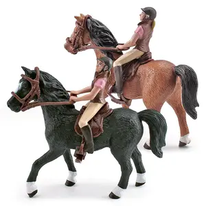 HY - Jogo de simulação para crianças, modelo de cavalo jóquei feminino, conjunto de brinquedo para decoração de cenas de corrida, modelo Qianli