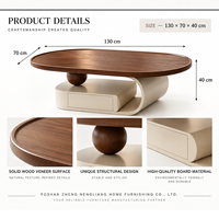 Table basse ovale avec tiroir de rangement, style moderne du milieu du siècle, design Wabi Sabi, mobilier de salon de luxe, fabrication directe en usine OEM