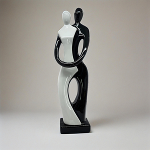 Figura Humana Abstracta de Cerámica en Blanco y Negro, Adorno de Escritorio, Decoración Moderna para el Hogar y la Sala de Estar - Product Image 1