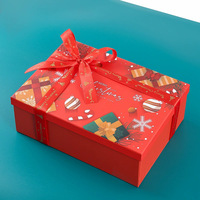 Grande boîte cadeau en carton rouge pliable pour Noël, pour les jouets des enfants, avec laminage mat, boîtes pliables pour le rangement des chaussettes