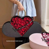 Boîte cadeau souvenir en forme de cœur avec serrure à main INUNION pour la Saint-Valentin, type dossier avec emballage cadeau de fleurs de rose
