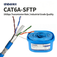 Cable Ethernet Shibei de Alta Resistencia 23AWG CAT6A SFTP, Cobre Sólido con Doble Blindaje y Revestimiento de PVC Naranja