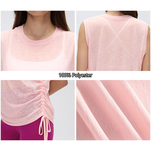 Débardeur de yoga <span class=keywords><strong>sans</strong></span> manches personnalisé pour <span class=keywords><strong>femme</strong></span> avec logo, en fil slub léger, coupe ample, idéal pour la course et le fitness en été - Product Image 6