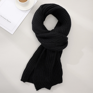 Bufandas tejidas de invierno cálidas a la moda negras lisas baratas para <span class=keywords><strong>hombre</strong></span> - Product Image 3