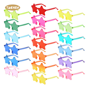 याचेन स्टार के आकार में रिमलेस पार्टी ग्लास पारदर्शी कैंडी रंग पार्टी चश्मा अनियमित एक टुकड़ा मजेदार पार्टी आंखों - Product Image 5