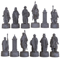 Figurines en résine personnalisées pour jeu d'échecs 3D, seigneurs croisés blancs du Royaume chrétien contre l'Empire ottoman gris-noir, pièces d'échecs, jeu d'échecs