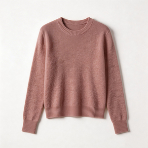 Pull d'hiver pour femme à col rond avec logo personnalisé, tricot à manches longues en laine/nylon, tricot doux - Product Image 4