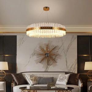 Circle Design Modern Crystal Chandelier Decorative Halo Circular Ring LED Glass Pendant <b>Light</b> <b>for</b> Living <b>Room</b> - Product Image 3