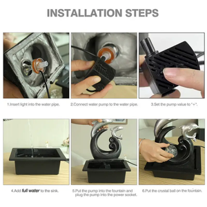 Fontaine de dauphin en cristal de résine rotative |   Cascade de bureau apaisante et écologique pour la décoration de la maison et du bureau, lumière LED Zen - Product Image 6