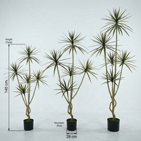 OH ARTS Plantes et verdure artificielles au toucher réel, Arbre Dracaena Marginata, Faux Arbre du Dragon de Luxe, Plante en pot multi-tiges