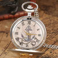 Venta al por mayor antiguo gancho de vela ancla Steampunk cuarzo analógico Vintage reloj de bolsillo con cadena para hombres regalo collar reloj de bolsillo