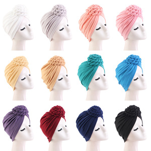 Solid Color <strong>United</strong> States Popular <strong>National</strong> Knot Turban Hat 3D Donut Women Headwraps Indian Hat - Product Image 2