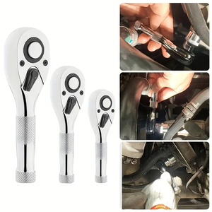 1/4 3/8, 1/2 дюймовый привод, хромированная ванадиевая сталь, 72-зубчатый ключ с коротким торцевым ключом, быстрый гаечный ключ с двойным направлением - Product Image 4