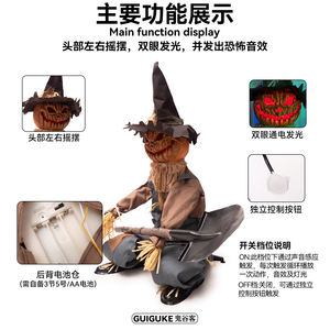 Décoration d'ambiance d'horreur d'Halloween, figurine animée lumineuse, citrouille accroupie à induction électrique, ornement <span class=keywords><strong>de</strong></span> terreur - Product Image 4