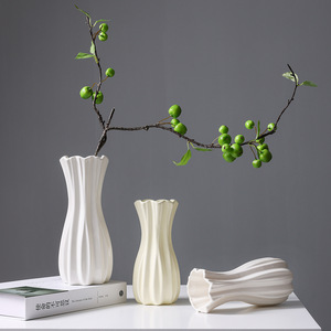 French Cream Style Light Luxury Ceramic Vase With Soft Matte Finish for Living Room <b>Table</b> Dried Fresh Flower <b>Display</b> - Product Image 1