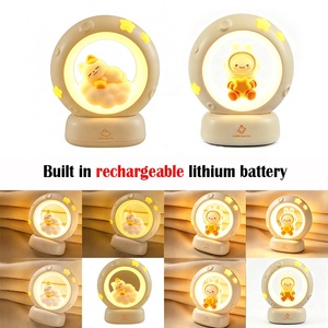 Cartoon Cat Moon Ring Night Light Soft Warm LED Ambient <b>Lamp</b> Rechargeable Cute Kitty Cloud <b>Lamp</b> For Children Room Decor Gift - Product Image 1