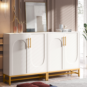 YIFAN <span class=keywords><strong>Buffet</strong></span> moderne de luxe en <span class=keywords><strong>bois</strong></span> <span class=keywords><strong>et</strong></span> <span class=keywords><strong>métal</strong></span> avec dessus en marbre blanc de 59 pouces pour salon <span class=keywords><strong>et</strong></span> salle à manger - Product Image 5
