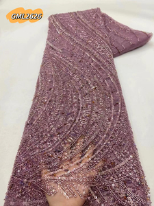 Vàng Sang Trọng Cô Dâu Nặng Ren Thêu Vải Váy Cưới Giá Thấp Pha Lê Đính Cườm Ren Vải Cho Đảng Ăn Mặc - Product Image 5