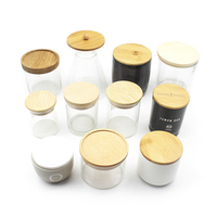 Bouteille en verre avec logo personnalisé, couvercles en bambou et en bois pour pots de bougies, pots de crème cosmétique et bocaux Mason