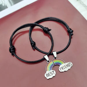2ชิ้น/เซ็ตเพื่อนที่ดีที่สุดสร้อยข้อมือผู้หญิงที่มีเสน่ห์รุ้งหัวใจประติมากรรมเพื่อนที่ดีที่สุดตลอดกาลสร้อยข้อมือของขวัญเครื่องประดับมิตรภาพ - Product Image 3