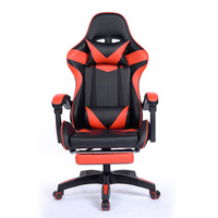 Chaise de bureau PC personnalisable avec logo, robuste, durable, économique, rouge, en cuir PU noir, style racing, pour gaming