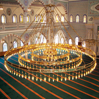 Éclairage en cristal lustre à LED islamique décoration de hall d'hôtel conception de mosquée islamique cuivre métal moderne 80 500 personnalisé
