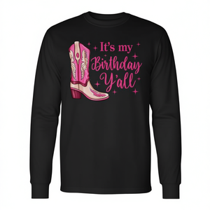 Camiseta de manga larga con diseño de bota rosa para cumpleaños de vaquera estilo country occidental - Product Image 2