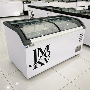 Congélateur commercial pour supermarché, à température unique, avec porte vitrée incurvée, intégré, design îlot européen profond, à froid ventilé - Product Image 4