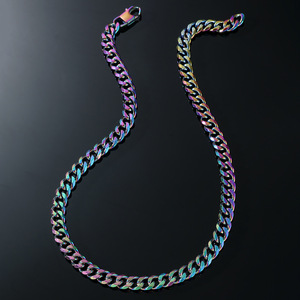 Collar con forma de corazón colorido de estilo exagerado, cadena cubana de aleación sencilla y moderna para hombre, joyería al por mayor - Product Image 3