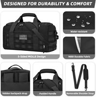 Sac de sport tactique en jean imperméable avec séparation humide/sec, séparateurs amovibles et bandoulière pour voyage et natation