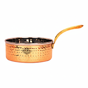 IndianArtVilla Acero Cobre Martillado Diseño Salsa Pan con Mango de Latón Ancho-Utensilios de Cocina para Almacenamiento y Servicio - Product Image 1