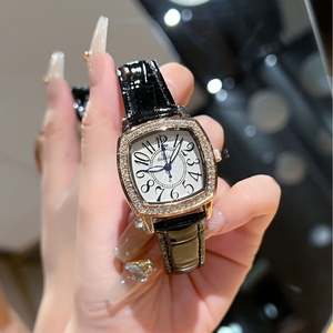 Reloj de cuarzo para mujer con esfera cuadrada con incrustaciones de diamantes y números marrones, resistente al agua 2024 - Product Image 5