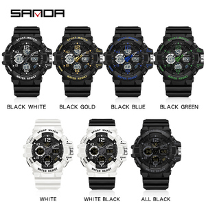 SANDA 3168 haute qualité unique garçons montre numérique original bracelet en Silicone étanche chronographe grand numéro montre de sport ensemble - Product Image 3