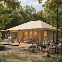 Tentes de glamping de luxe SUBEI Premium, forme triangulaire, imperméables, quatre saisons, deux chambres, toile PVC 7x9m, hôtel en plein air
