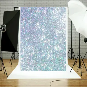 Arrière-plan de Photo en paillettes argentées, 5x5ft, rideau scintillant pour fête de mariage