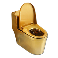 Équipement de Wc chinois Céramique Porcelaine Design élégant Toilette monobloc couleur or pour usage domestique