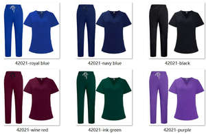 42021 준비 간호사 유니폼 세트 병원 스크럽 치과 약국 살롱 조깅 직원 편안한 직원 스크럽 탑 - Product Image 3