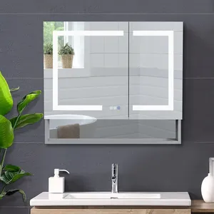 Armoire à pharmacie Miroir Vanité | Éclairage intelligent sans cadre + étagère <span class=keywords><strong>de</strong></span> rangement | Fonction voix, tactile et mémoire - Product Image 4