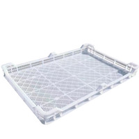 Caisse rectangulaire en PEHD de qualité alimentaire pour fruits de mer et poissons, panier multi-usages en maille recyclable et bien ventilé, plateau de séchage