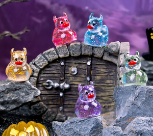 Miniature de canard diable scintillant pour Halloween, accessoires d'artisanat en résine DIY, ornement - Product Image 2