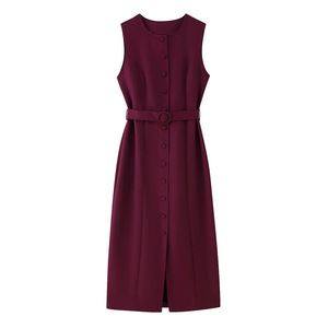 2025 Nouvelles Femmes Euro - Américain Vent Col Rond Une Poitrine Sans Manches Longue vestaglia Slim - Product Image 3