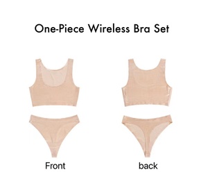 <span class=keywords><strong>Ensemble</strong></span> de lingerie pour femmes-Soutien-gorge sans armatures et culotte à dos en T Débardeur une pièce résistant aux chocs, sans couture et respirant, pour l'exercice de yoga et de <span class=keywords><strong>sport</strong></span> - Product Image 4