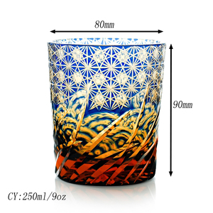 แก้วน้ำเอโดะ คิริโกะ แบบโอลด์แฟชั่น คริสตัล สำหรับวิสกี้ บูร์บอง แก้วค็อกเทลลายแกะสลักด้วยมือ พร้อมกล่องของขวัญ - Product Image 6