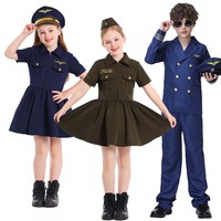 Costume d'Halloween pour enfant : Hôtesse de l'air, Capitaine ou Steward bleu marine CARR-004