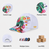 Gorras de Béisbol Personalizadas al por Mayor, Impresión Digital Premium, Diseño Floral Tropical Ajustable, para Vacaciones de Verano y Playa