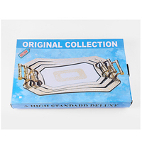 Élégant Style Buffet Vaisselle Plateau Rectangulaire en Métal Doré pour Fruits Secs Desserts – Ensembles de Plateaux de Service Arabes avec Poignées